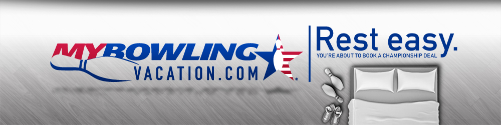 Mybowlingvacation.com logo, Rest Easy. you're about to book a championship deal.